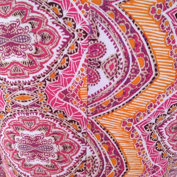 Prana Nadia Veeda Faux Wrap Colorful Orange Pink Midi Dress Size Large - Picture 9 of 9